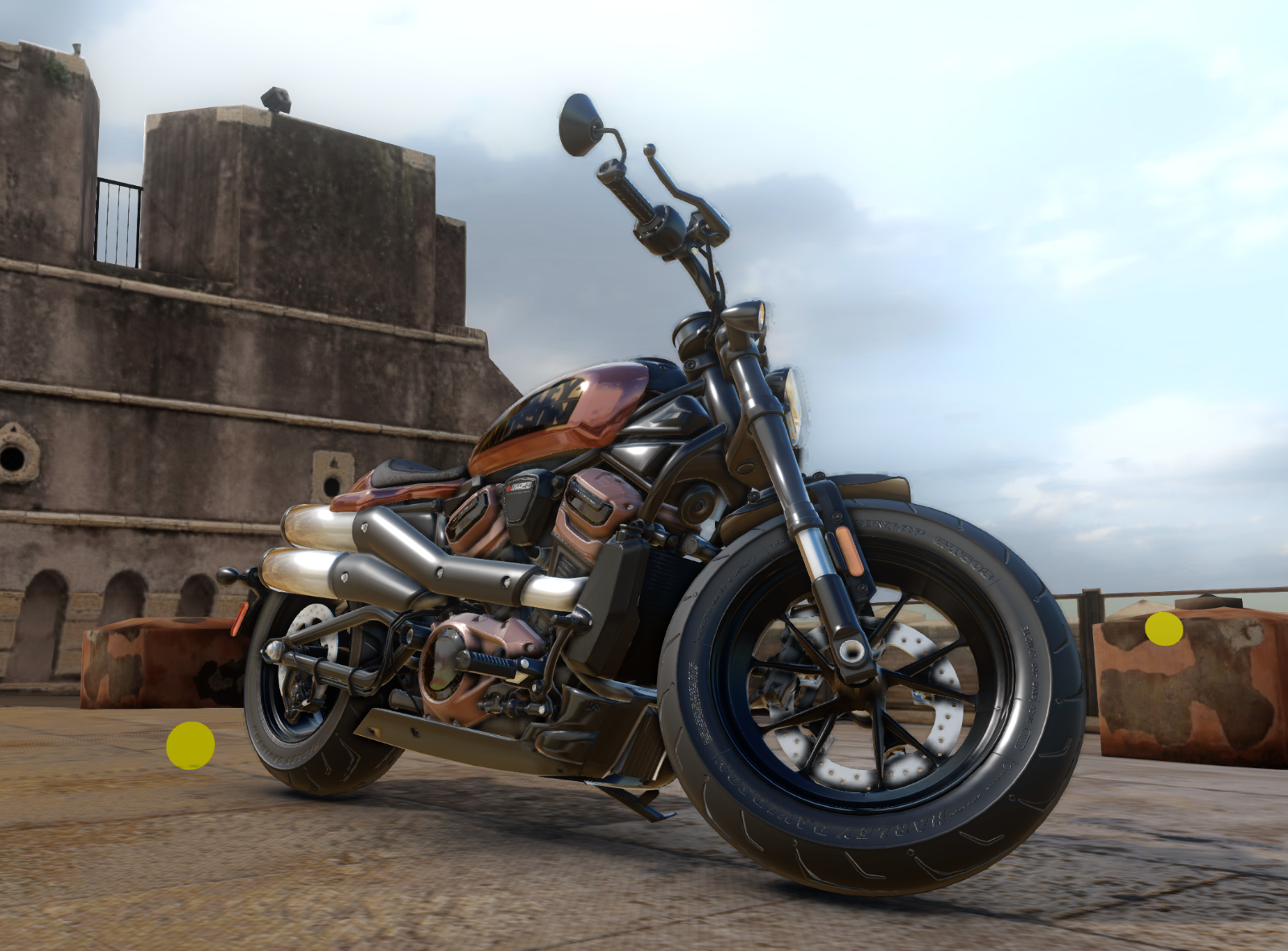 Motorcycle — day, yellow hotpoints